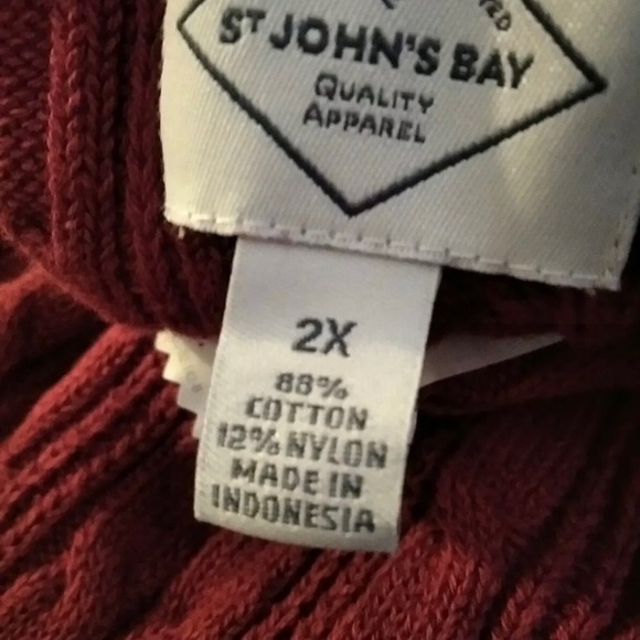 New!!St John’s Bay Cotton Cable Knit Women's Sweater V-Neck Size 2X red pepper - Picture 6 of 7